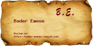 Bader Emese névjegykártya